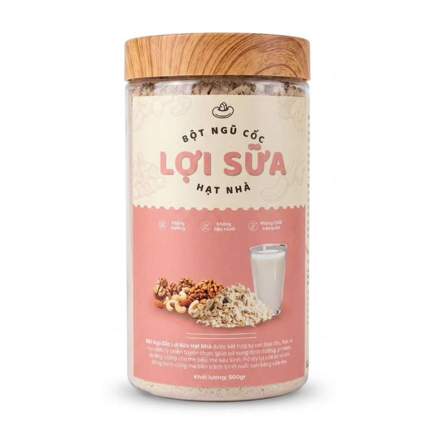 Bột ngũ cốc lợi sữa Hạt Nhà Hũ 500gr